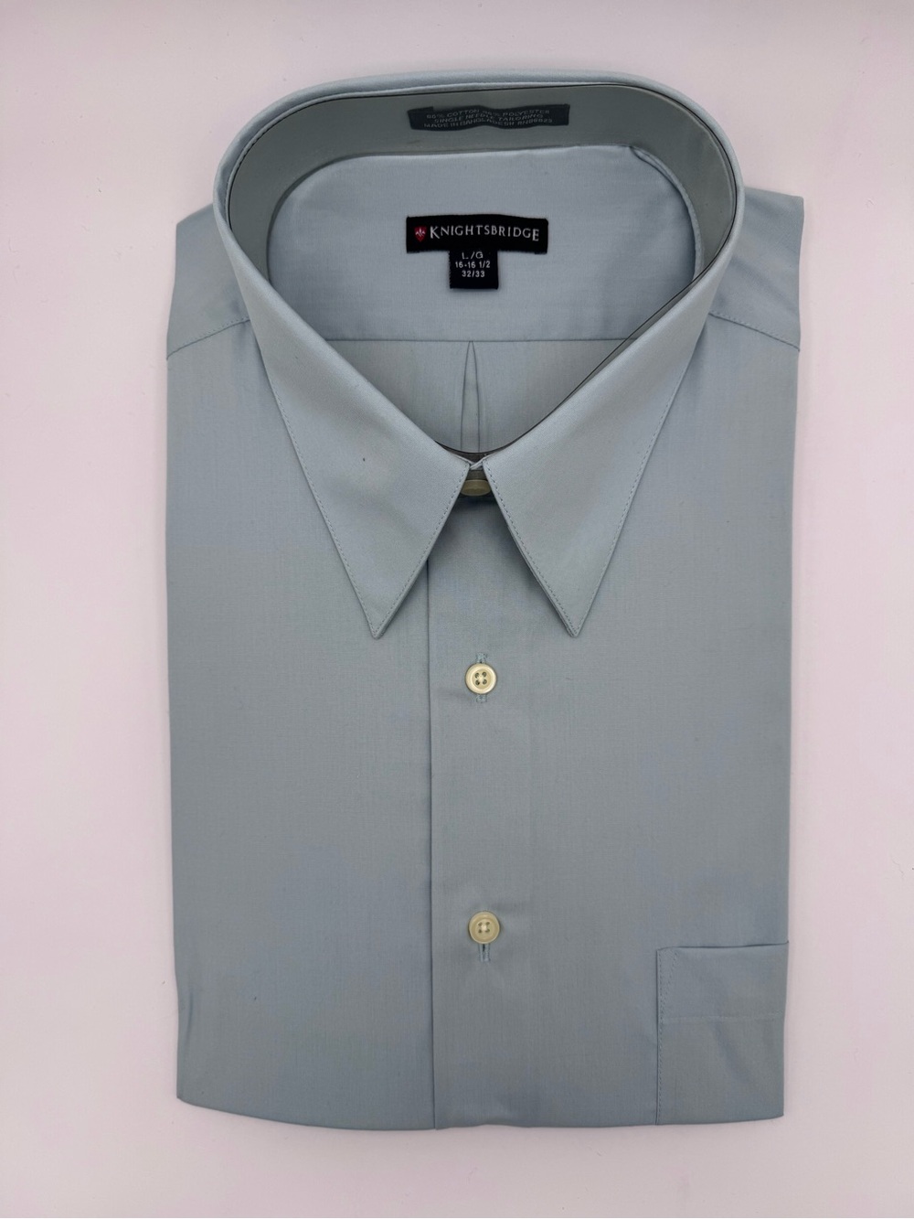 NWT Knightsbridge Men's Dress Shirt Size L 16-16.5 32/33 Blue Gray Long Sleeve